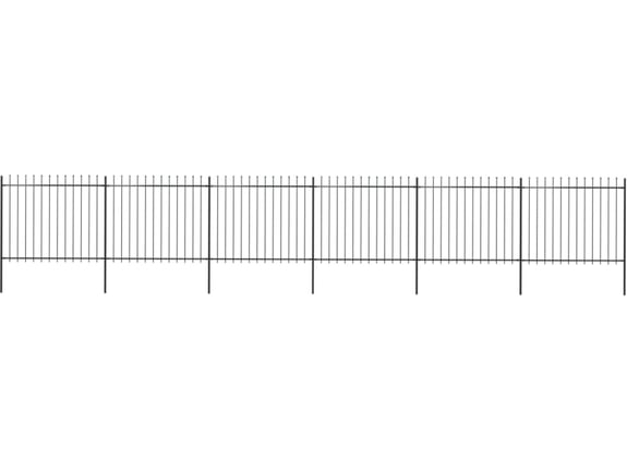 VIDAXL Vrtna ograja s koničastimi vrhovi jeklo 10,2x1,5 m črna
