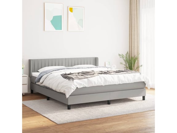 VIDAXL Box spring postelja z vzmetnico svetlo siva 180x200 cm blago
