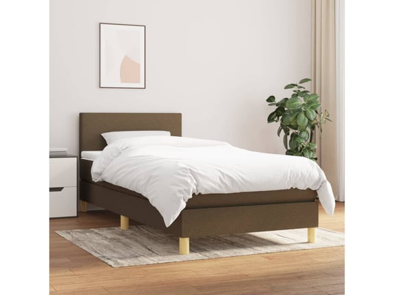 VIDAXL Box spring postelja z vzmetnico temno rjav 90x190 cm blago