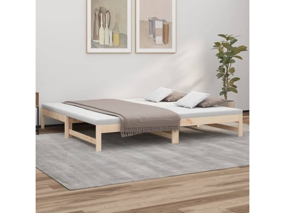 VIDAXL Izvlečna dnevna postelja 2x(80x200) cm trdna borovina