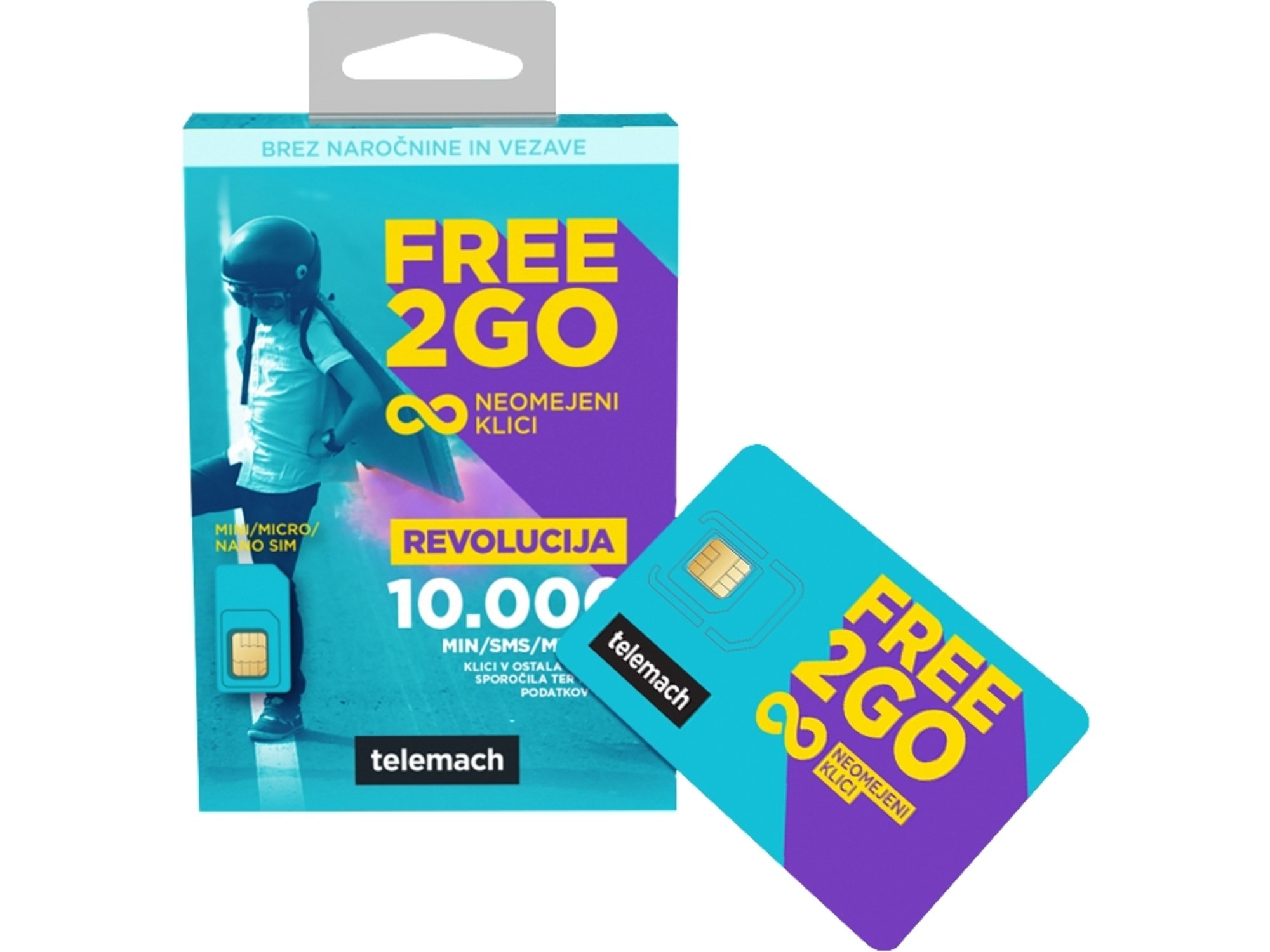 TELEMACH predplačniški paket SIM free2go Revolucija