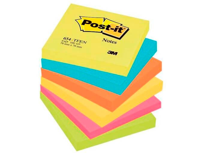 3M Označevalec post-it, 654-mt, 76 x 76 mm, 100/1, sort barve 7100317840