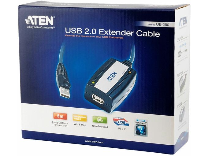 ATEN Line extender/repeater USB 2.0 do 5m Aten UE250-AT