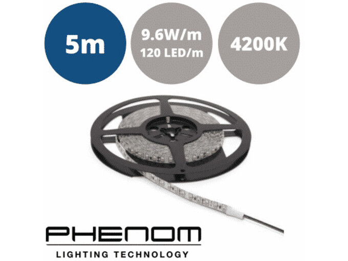 Phenom led trak 9,6w/m 12v 120 led/m ip20 nevtralno beli 4500k 5m