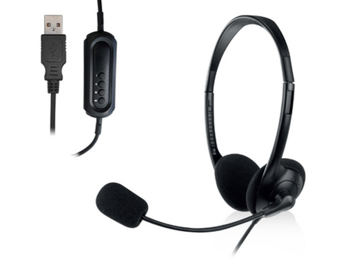 EWENT Slušalke , nadzor glasnosti, mikrofon, usb, ew3568