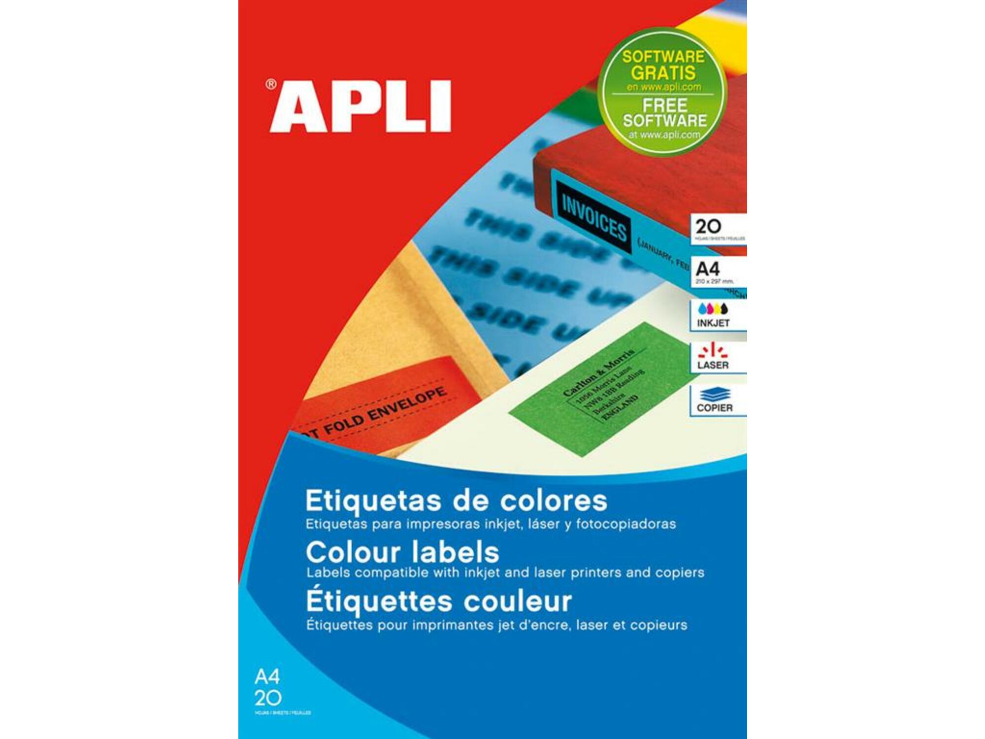 APLI barvne nalepke modre 70 x 37 mm 24/stran, 20 listov AP001592