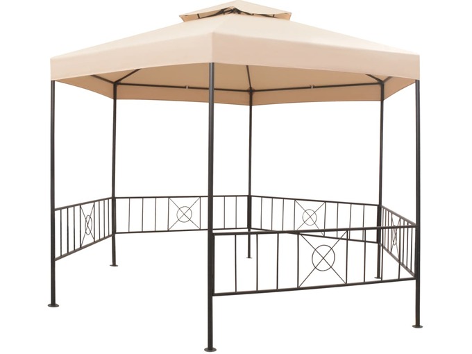 VIDAXL Vrtni šotor / paviljon šestkoten bež 323x265 cm
