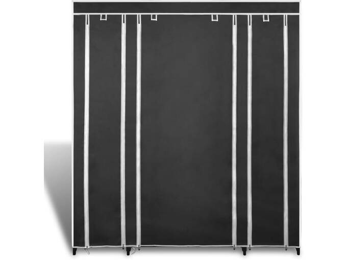VIDAXL Garderobna omara iz blaga s predelki 45x150x176 cm črna