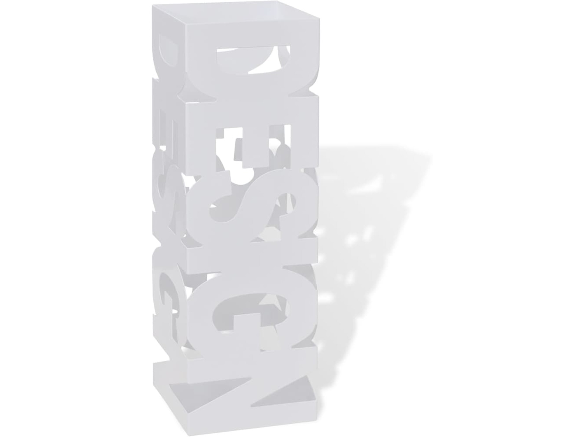 Belo Kvadratno Stojalo za Dežnike in Sprehajalne Palice Jeklo 48,5 cm