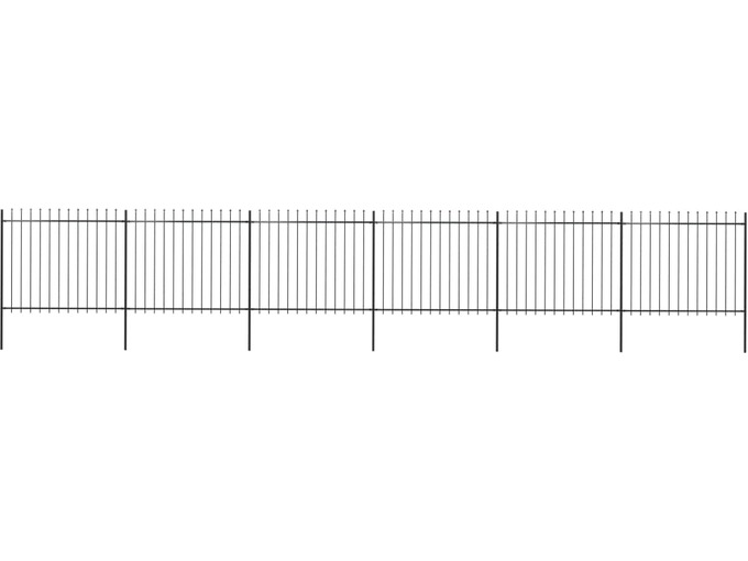 VIDAXL Vrtna ograja s koničastimi vrhovi jeklo 10,2x1,5 m črna