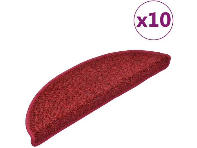 VIDAXL Preproge za stopnice 10 kosov 56x17x3 cm bordo rdeče