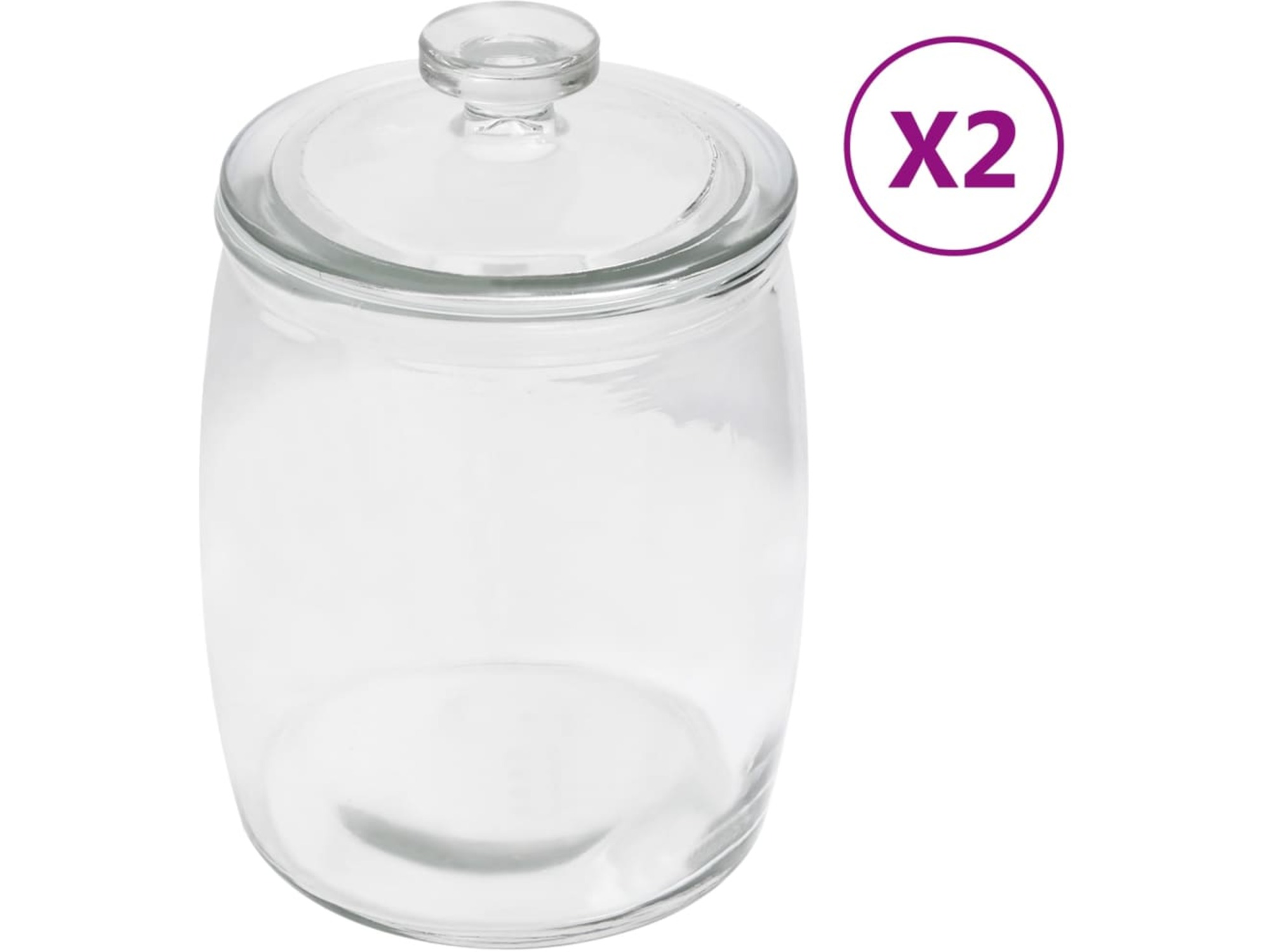 VIDAXL Stekleni kozarci s pokrovi 2 kosa 2000 ml