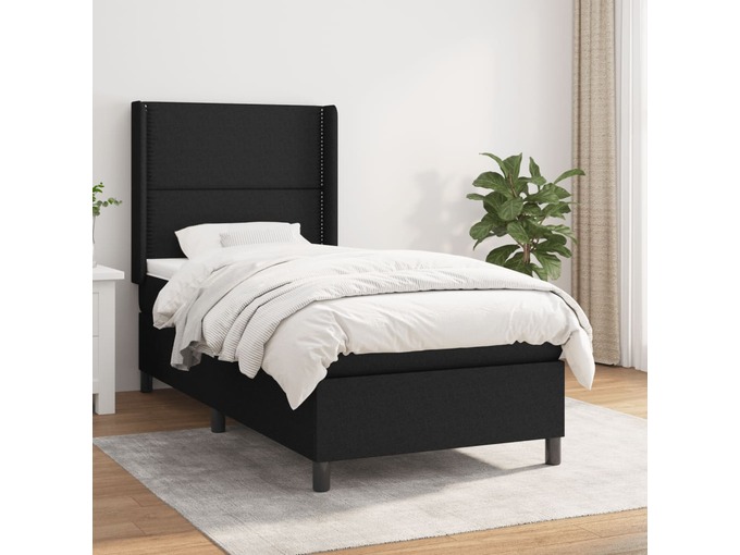 VIDAXL Box spring postelja z vzmetnico črn 90x190 cm blago