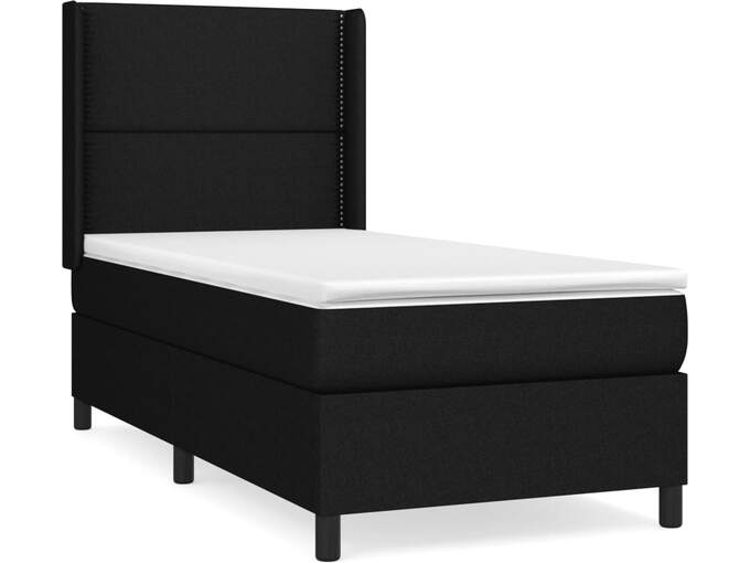 VIDAXL Box spring postelja z vzmetnico črn 90x190 cm blago