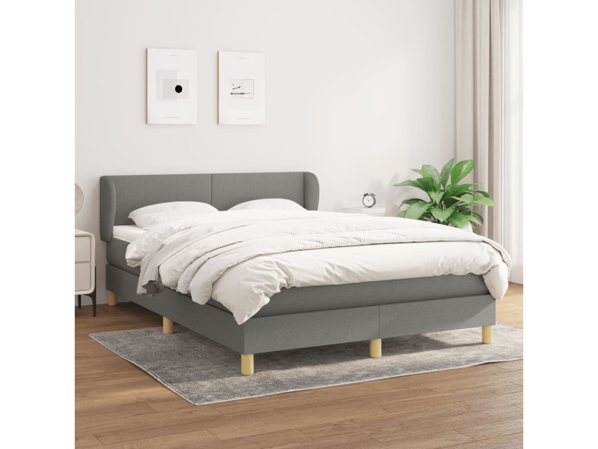 VIDAXL Box spring posteljni z vzmetnico temno siv 140x190 cm blago