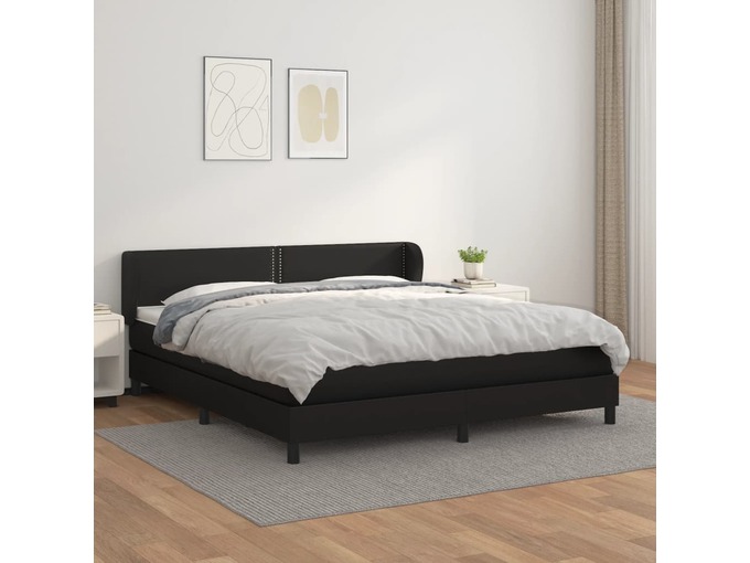 VIDAXL Box spring postelja z vzmetnico črn 160x200 cm umetno usnje