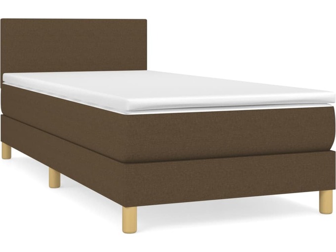 VIDAXL Box spring postelja z vzmetnico temno rjav 90x190 cm blago