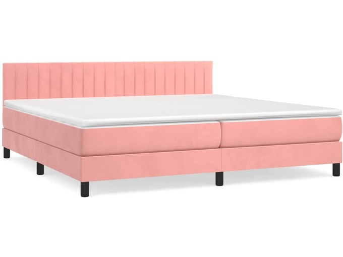 VIDAXL Box spring postelja z vzmetnico roza 200x200 cm žamet