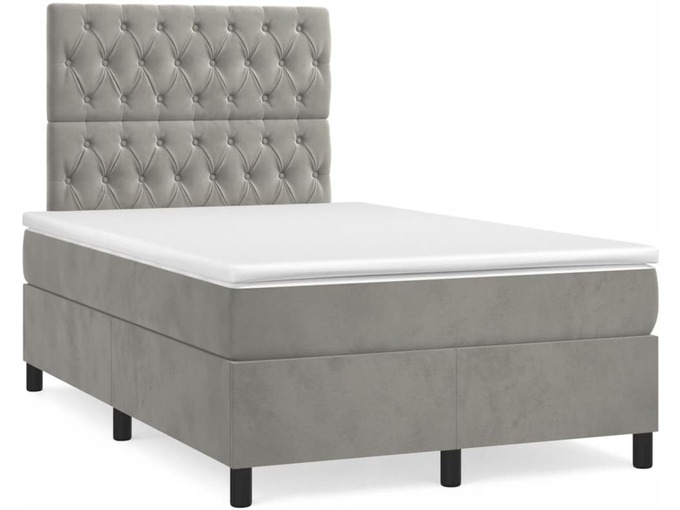 VIDAXL Box spring postelja z vzmetnico svetlo siva 120x200 cm žamet