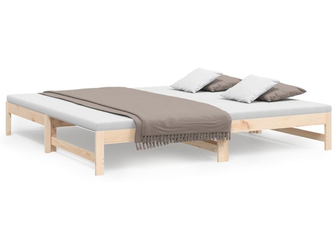 VIDAXL Izvlečna dnevna postelja 2x(80x200) cm trdna borovina