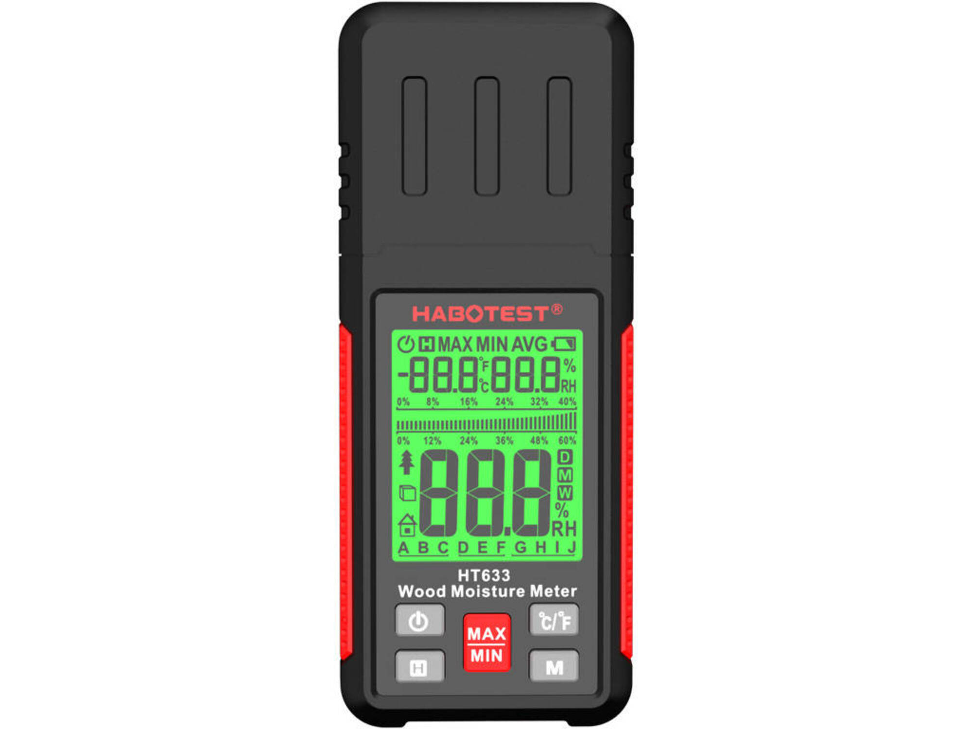 HABOTEST digitalni LCD merilnik vlage v lesu in drugih materialih - vlagomer HT633