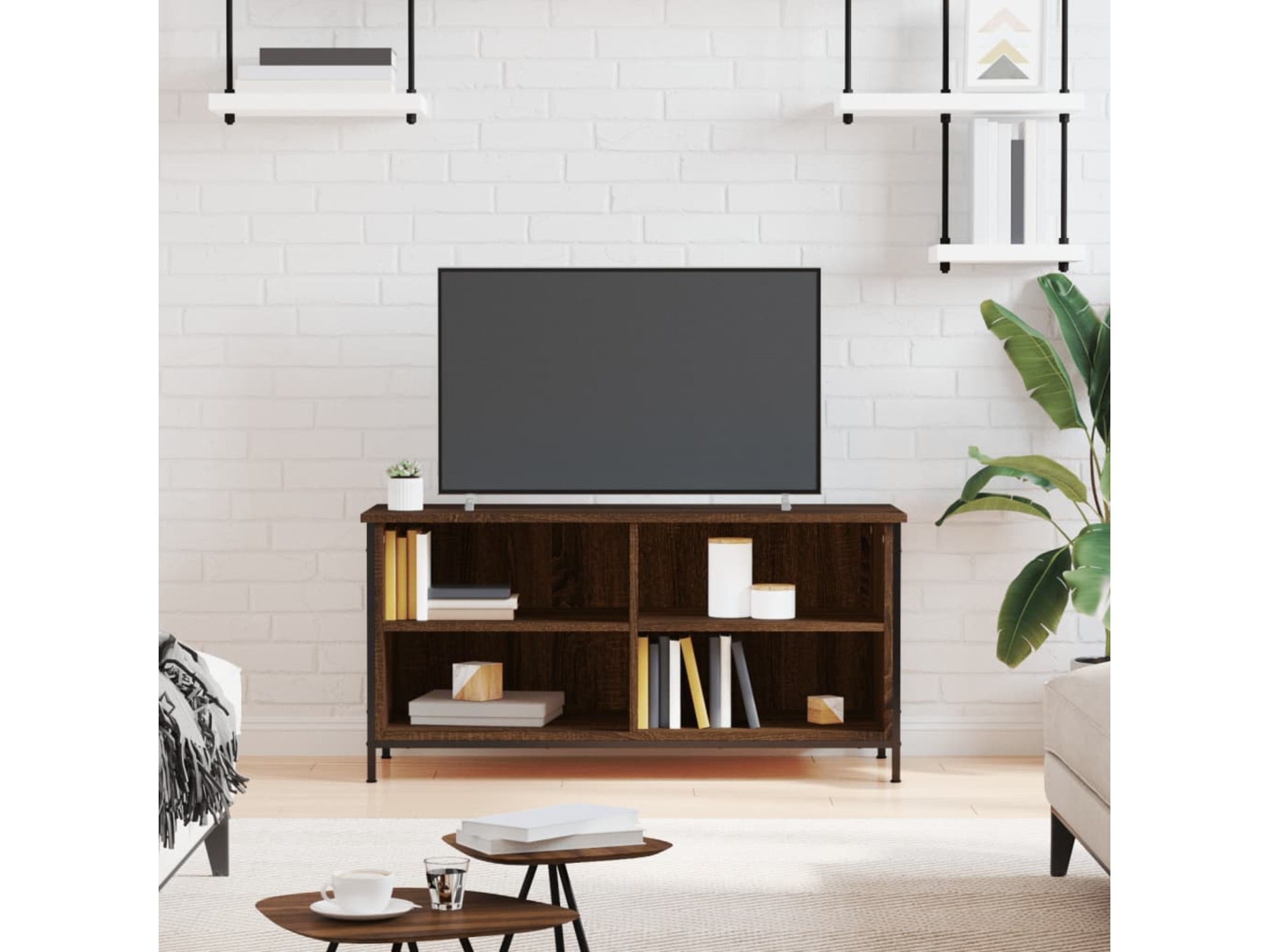 VIDAXL TV omarica rjavi hrast 100x40x50 cm inženirski les