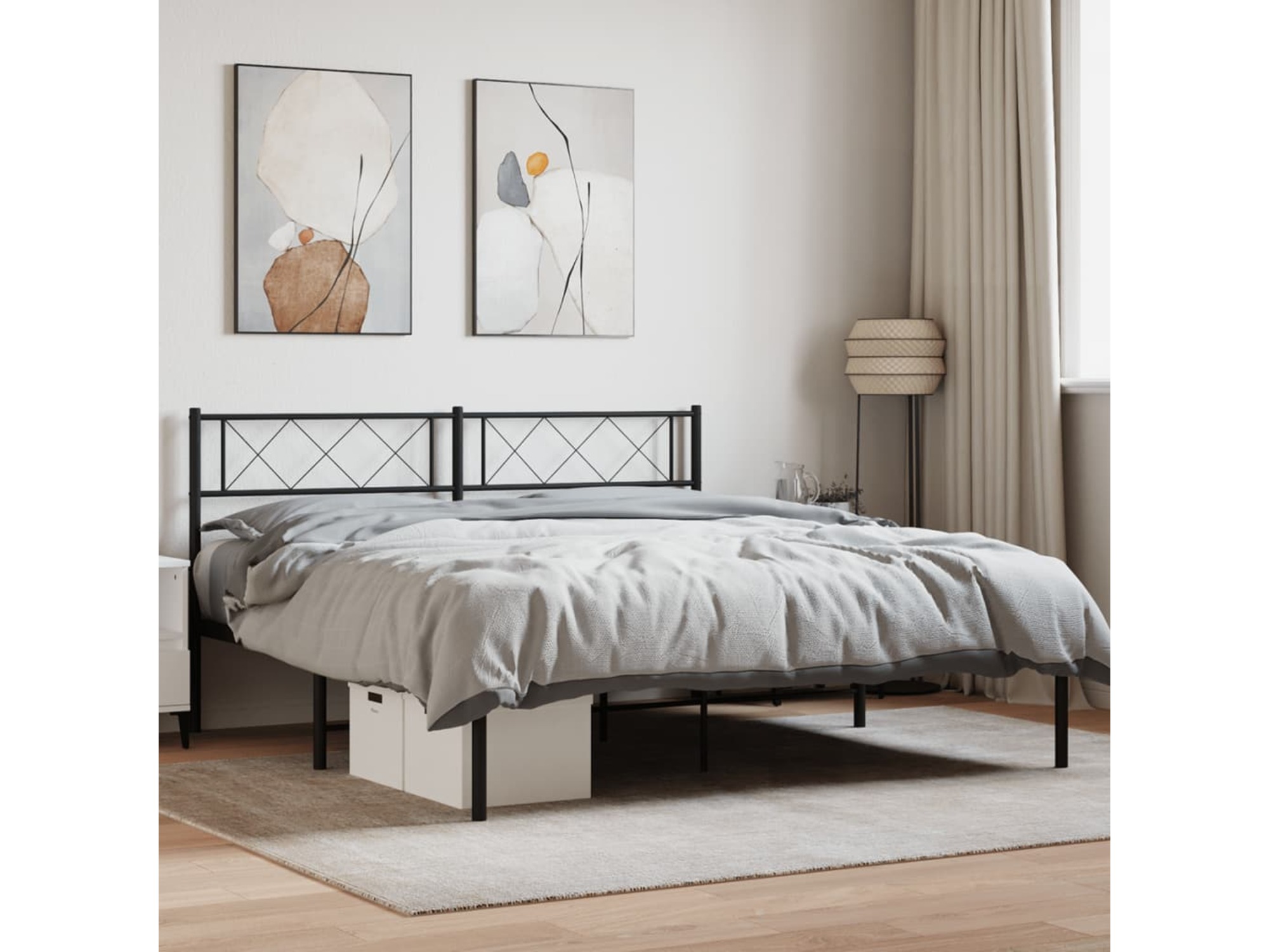 VIDAXL Kovinski posteljni okvir z vzglavjem črn 150x200 cm