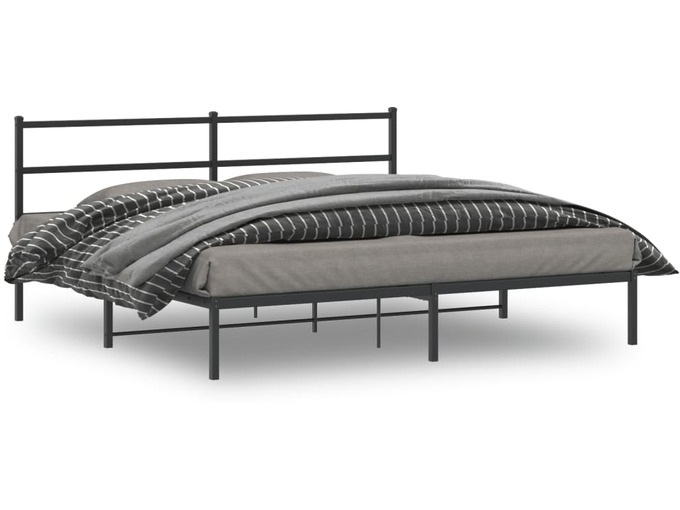 VIDAXL Kovinski posteljni okvir z vzglavjem črn 180x200 cm
