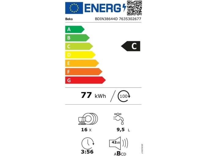 BEKO vgradni pomivalni stroj BDIN38644D, 60cm