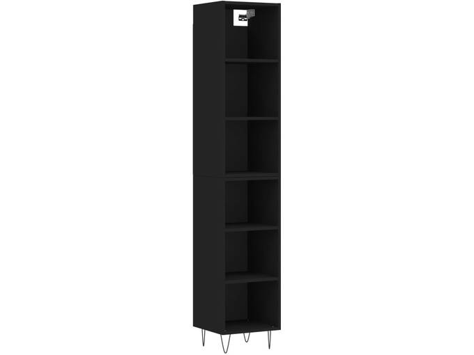 VIDAXL Visoka omara črna 34,5x32,5x180 cm inženirski les