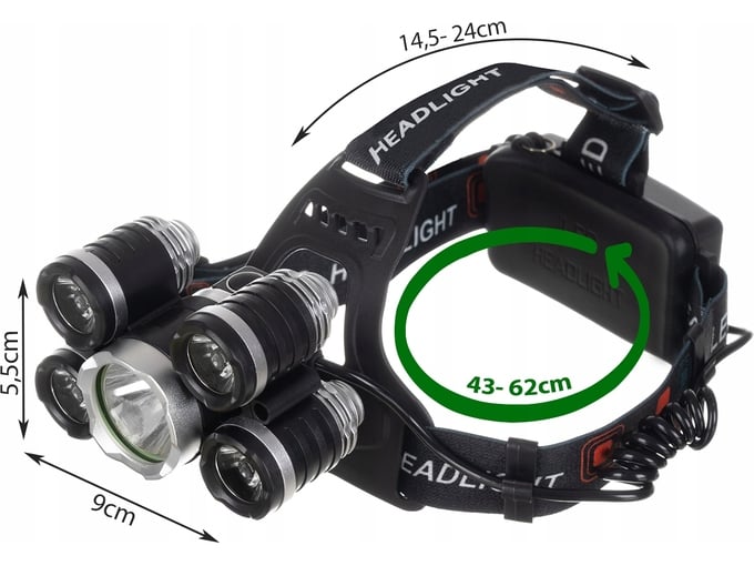 MALATEC nastavljiva naglavna akumulatorska Cree T6 LED svetilka 13600mAh 00016144