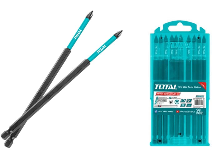 TOTAL TOOLS 10-delni set udarnih nastavkov za izvijač 150mm/ INDUSTRIAL