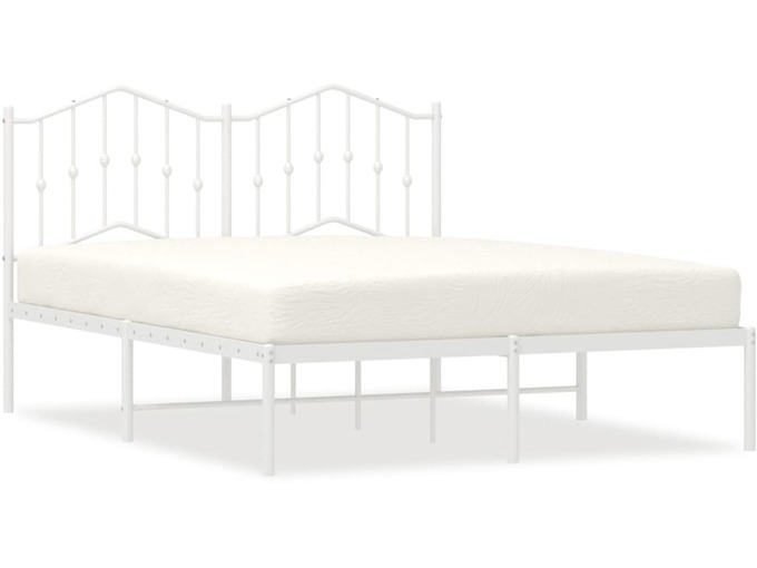 VIDAXL Kovinski posteljni okvir z vzglavjem bel 140x190 cm