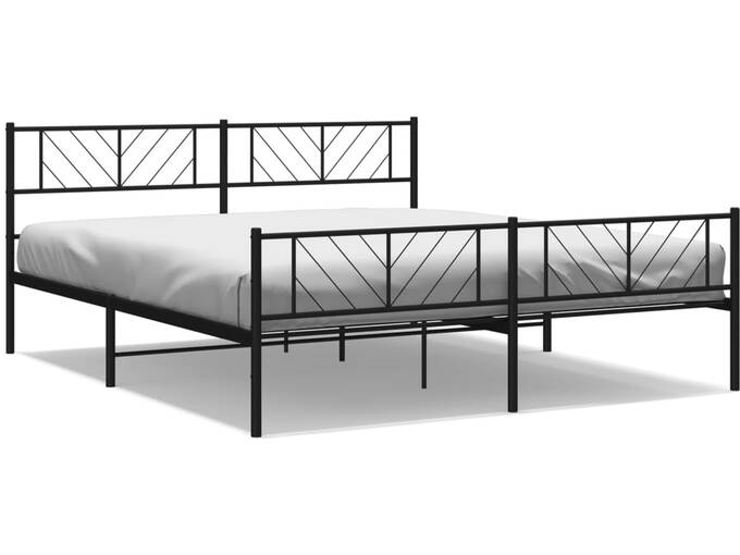 VIDAXL Kovinski posteljni okvir z vzglavjem in vznožjem črn 193x203 cm