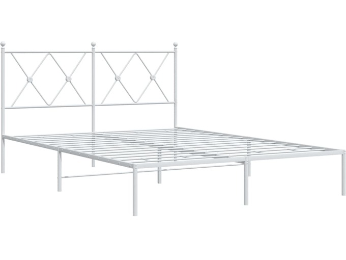 VIDAXL Kovinski posteljni okvir z vzglavjem bel 140x200 cm