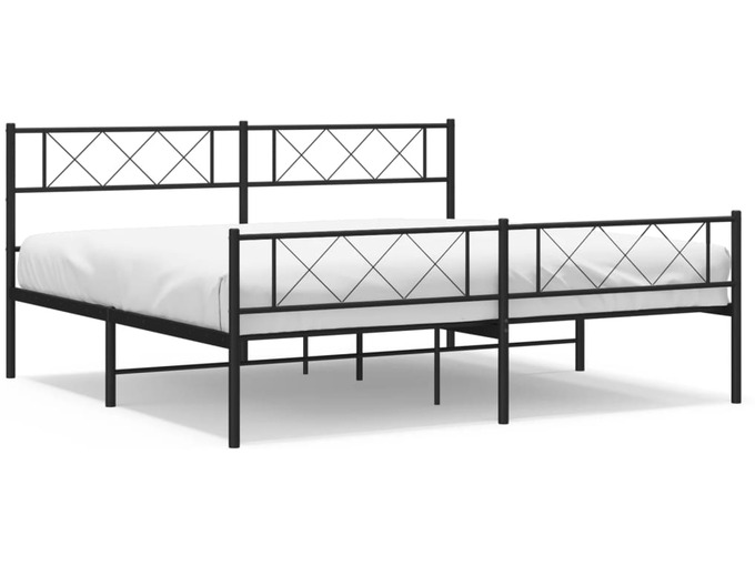 VIDAXL Kovinski posteljni okvir z vzglavjem in vznožjem črn 200x200 cm