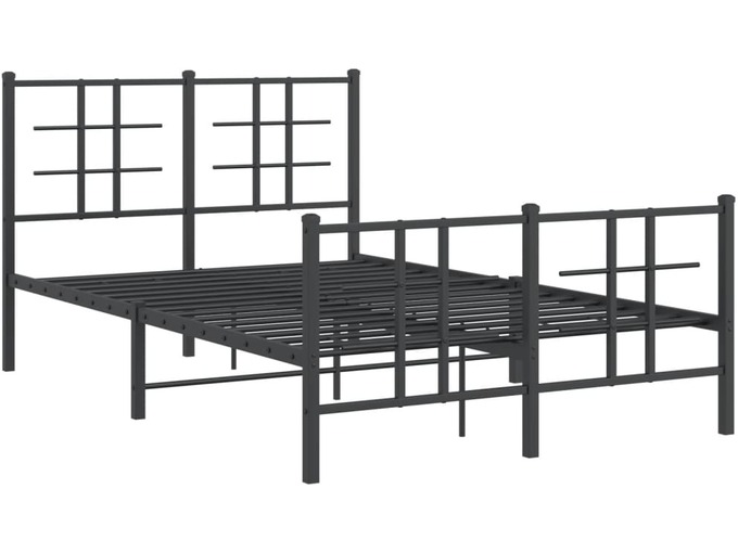 VIDAXL Kovinski posteljni okvir z vzglavjem in vznožjem črn 120x190 cm